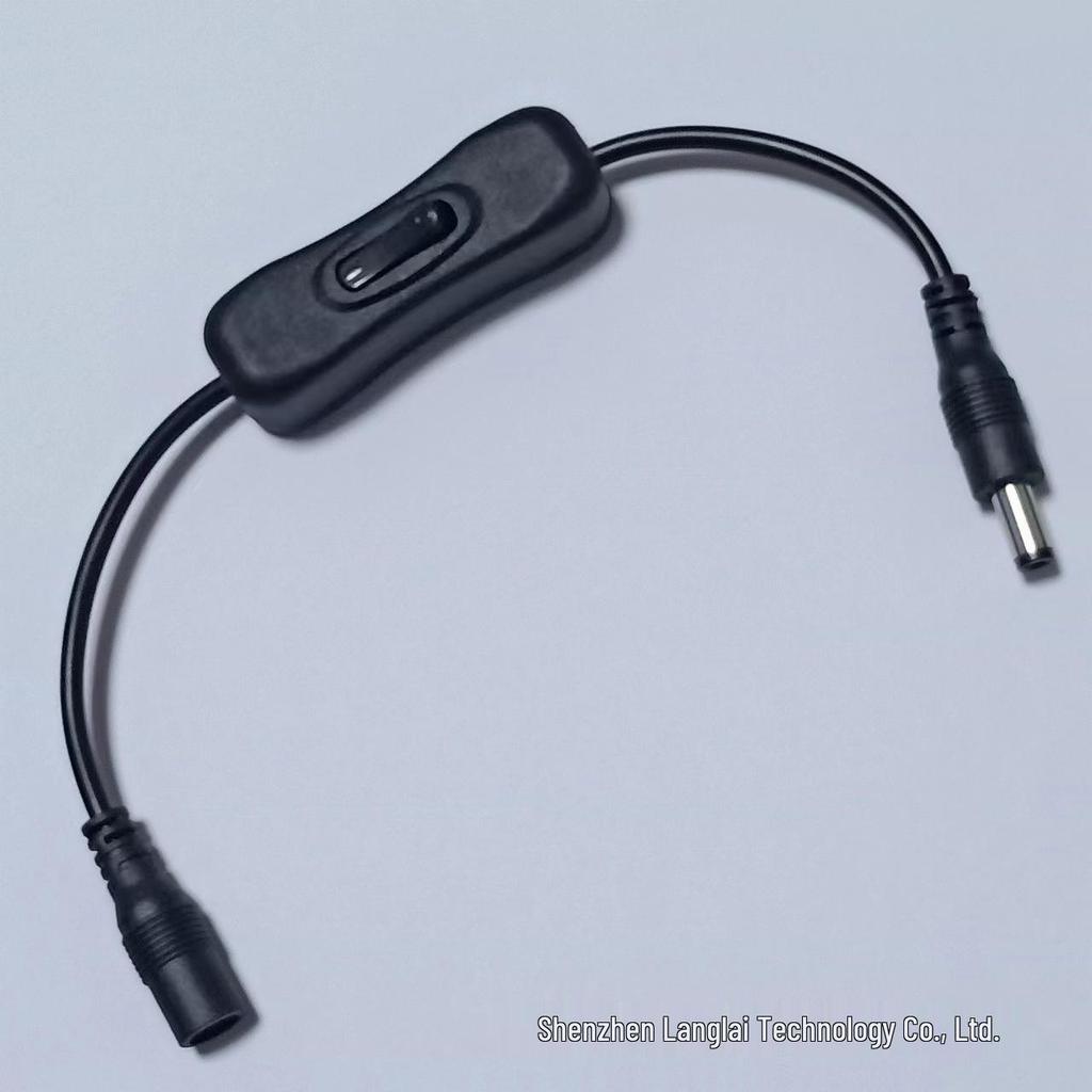 DC5521 USB Power Switch Extension Cord - Black & White