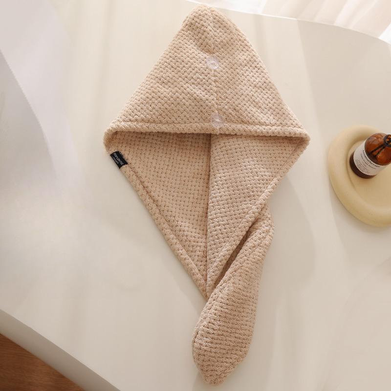 Dry Hair Cap Female Thickened Absorbent Double-layer Coral Fleece Bag Head Towel Pineapple Grid Shower Cap Hair Towel