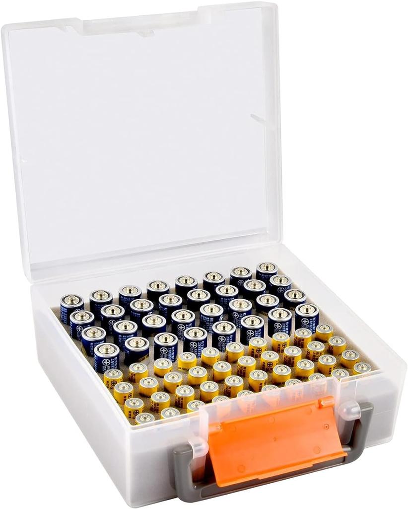 Battery Storage Organizer Holder Holds 54 AA AAA Batteries, Battery Box Case Garage Container,Home Drawer Organization Dispenser