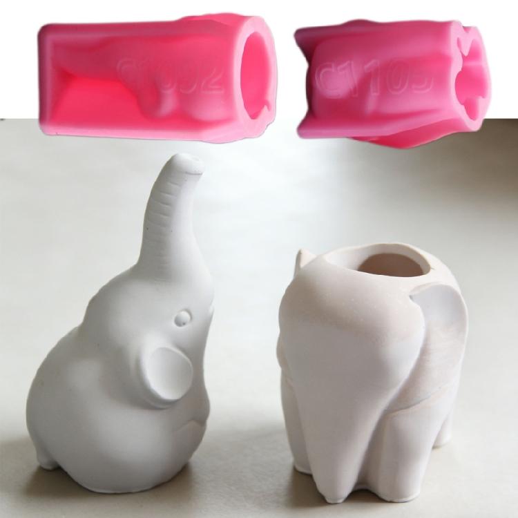 Artistic Elephant Designs Silicone Mould Ideal For Creating Pen Holders From Or Plasters