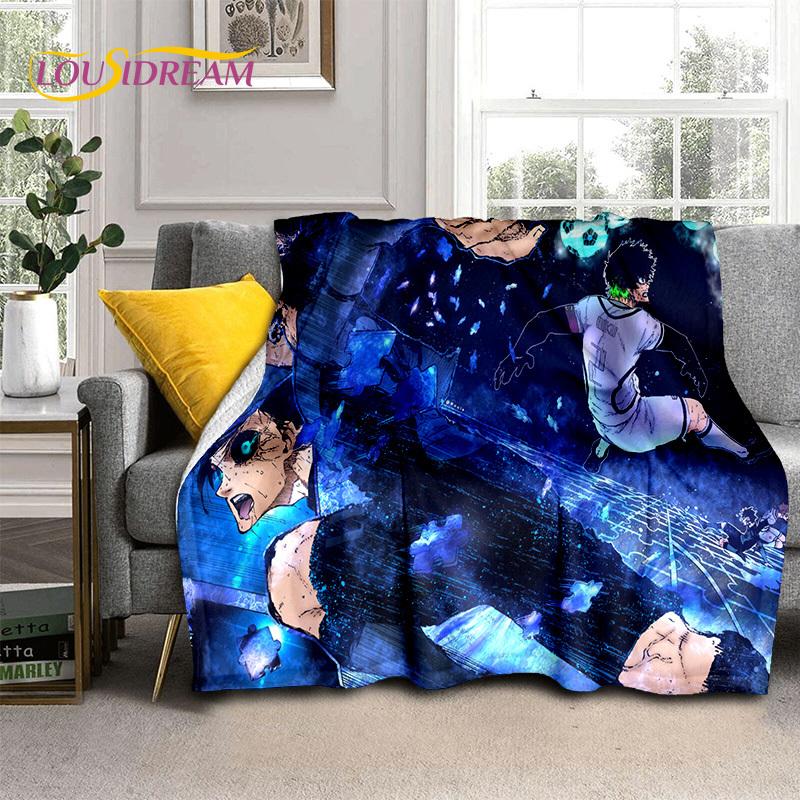 3D Blue Lock Cartoon Football Anime Blanket,Soft Throw Blanket for Home Bedroom Bed Sofa Picnic Travel Office Cover Blanket Kids