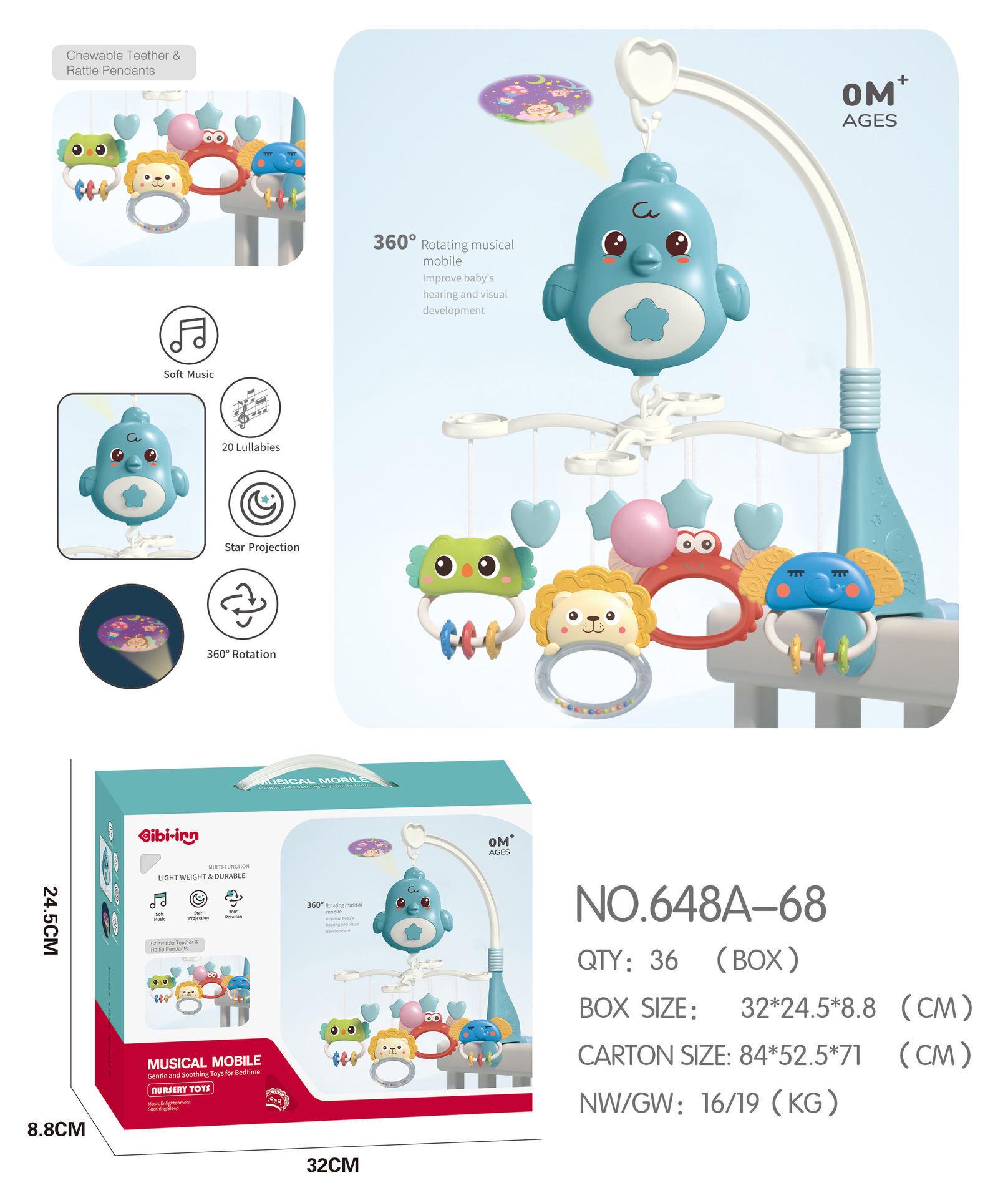 

Newborn Crib Mobile: Soothing Projection & Rattle Toy for 0-1 Year Olds
