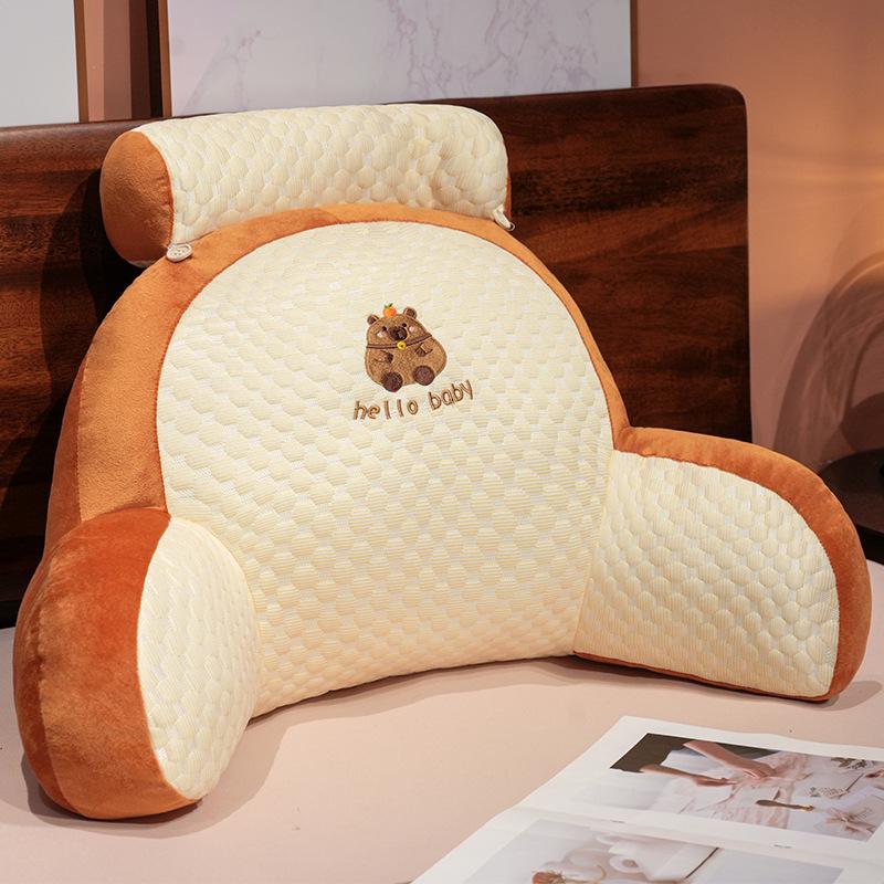 

Cartoon Ice Bean Bedside Cushion & Lumbar Pillow for Pregnant Women - Cool Backrest for Sofa, Dorm, or Office. Small [55*35 cm with Zipper]