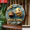 2D Flat Bee Welcome Metal Sign – Beekeeper Gift Home Decor