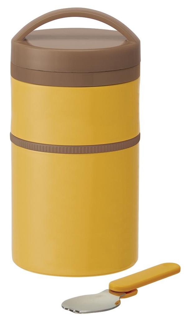 Skater Bottle-Type 2-Tier Insulated Lunch Jar, Earth Tone, Mustard Yellow LJLRT4