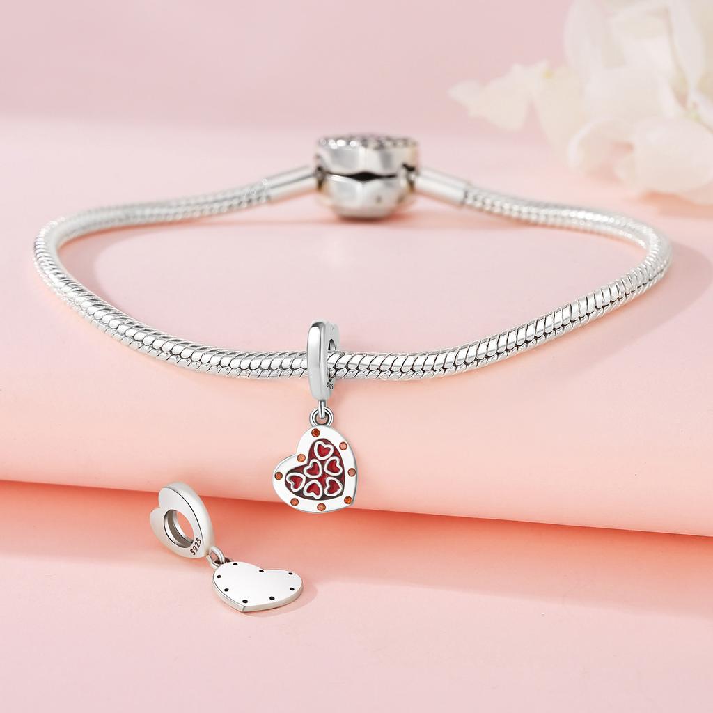 Beads Copper Charms Original Red Heart Pendant Beads Fit Bracelet Jewelry Diy Women Fine Gift Accessory