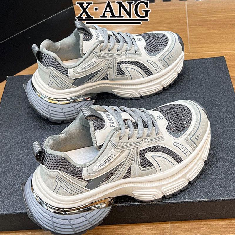 Dad Shoes, Children's Versatile Thick-soled Heightening Leather Women's Shoes, Early Spring New Casual Sports Shoes