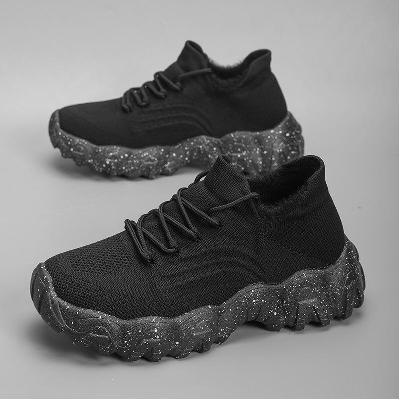 Large size sports women's shoes breathable fly-woven socks shoes one-pedal lazy shoes velvet shoes