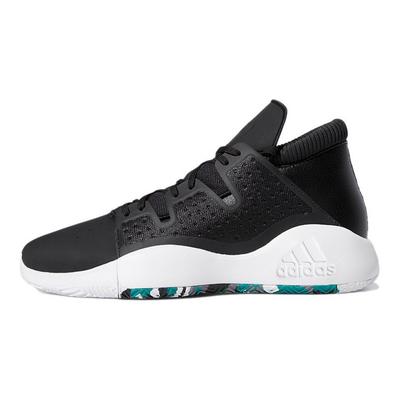 Pro Vision Round Toe Lace-Up Durable Mid-Top Basketball Shoes Men Sneakers Black EE4588