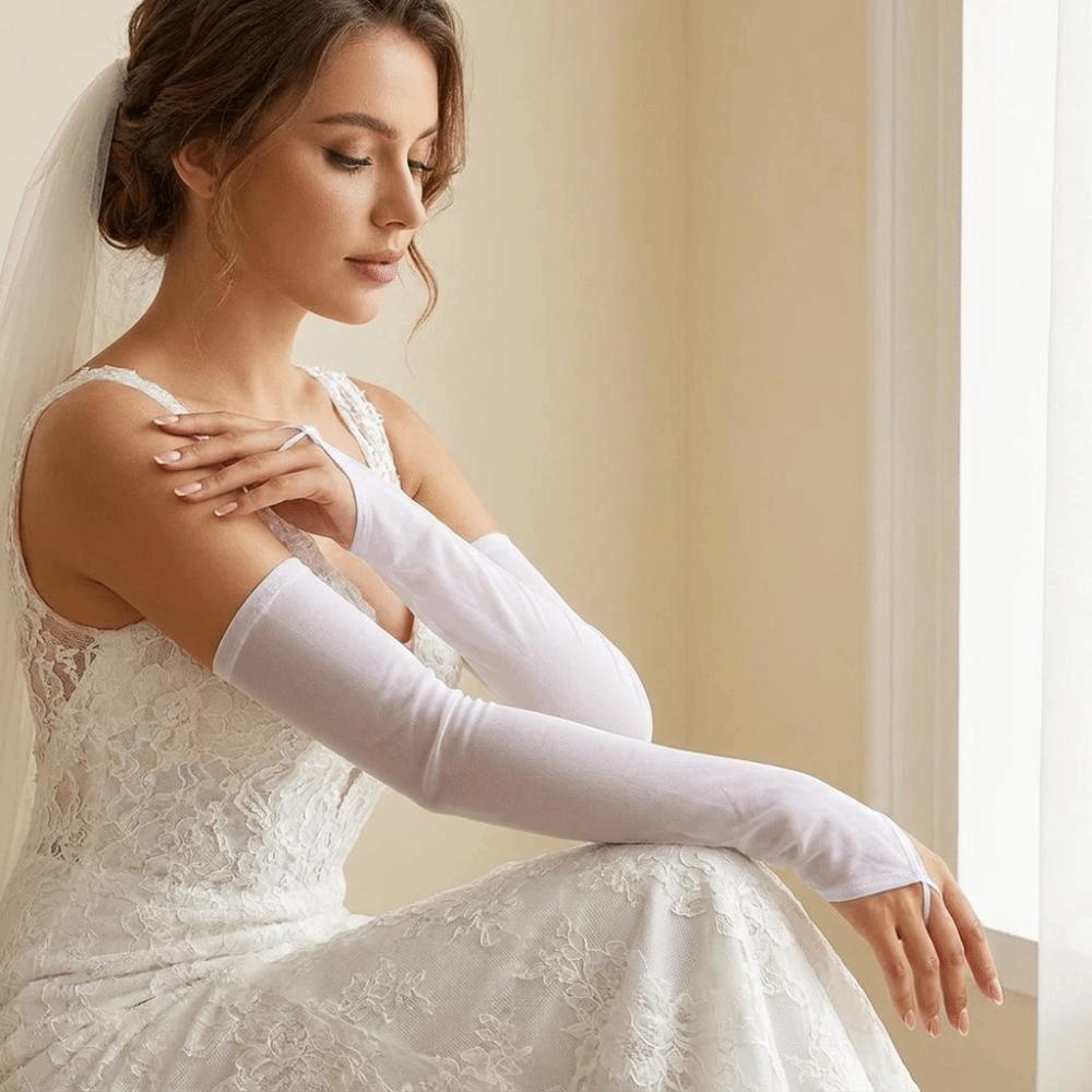Gants Romantiques en Maille Transparente Gants Longs Élastiques Fins à Crochets pour Doigts Accessoires Robe de Mariée Femmes
