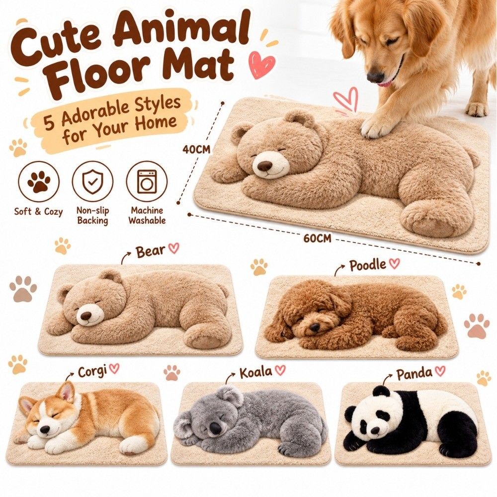 Skin-Friendly Bedroom Floor Mat Faux Cashmere Faux Cashmere Rug Cute Animal Area Rug Balcony