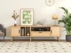 Spacious 180 Cm TV Cabinet with Rattan Decoration, 2 Doors and One Drawer, Solid Wood Legs, Provides Space for an 80-Inch TV, TV Storage Cabinet