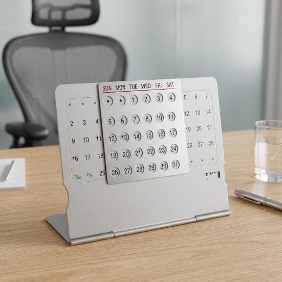 Perpetual Calendar Ultra-Light 1.4oz Aluminum Alloy Manual Adjustable Monthly Desk Calendar