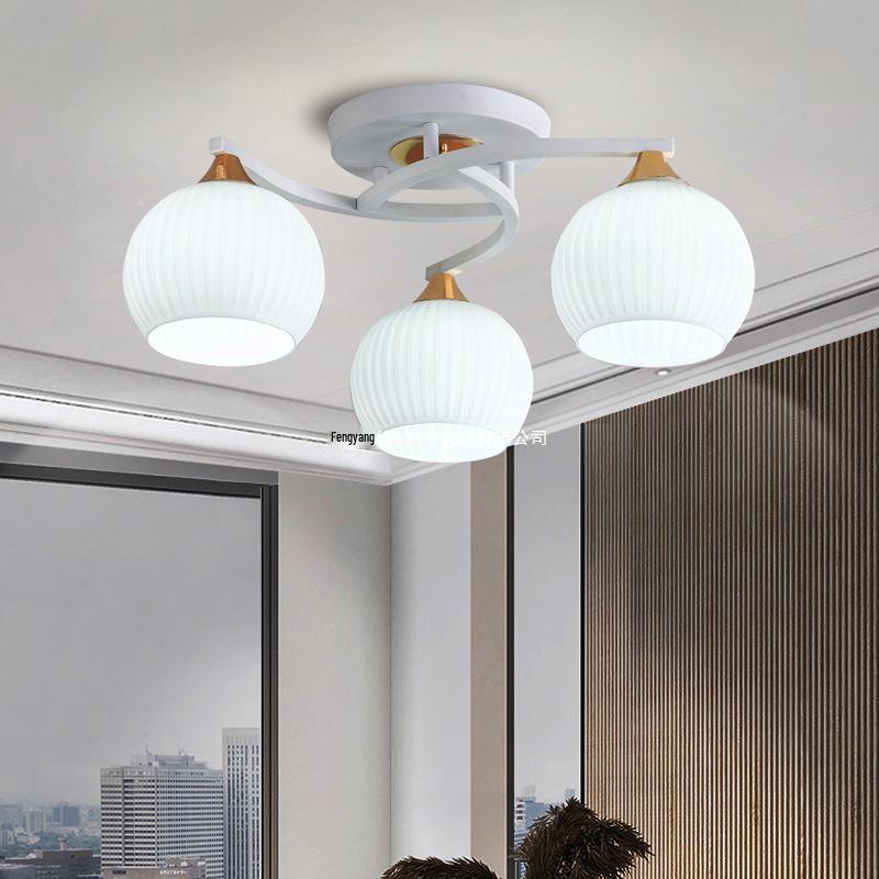 Moderner minimalistischer nordischer Cremefarbener Kürbis-Kronleuchter für Wohnzimmer oder Schlafzimmer