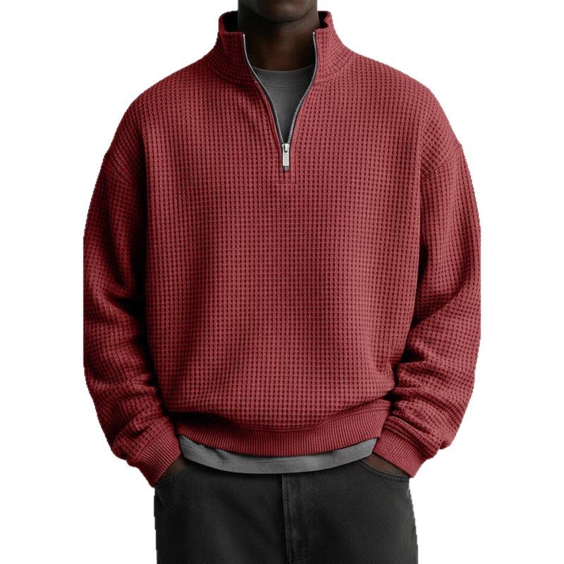 Men S Solid Color Stand Collar Long Sleeve Casual Sweatshirt