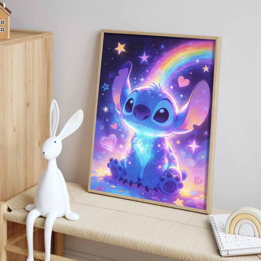 Disney 5D DIY All Diamond Art Painting Kit Sparkly Stitch Rainbow Galaxy Home Decor Gift
