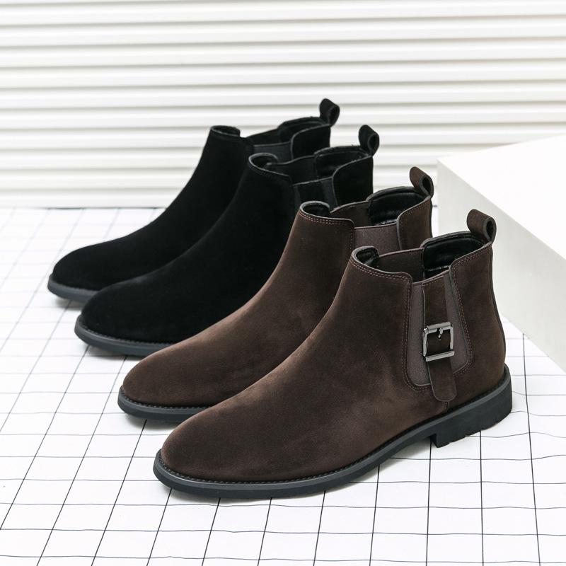Men's Leather Boots 46 Large Size New High-top Leather Shoes Fashion Men's Matte Chelsea Short Boots
