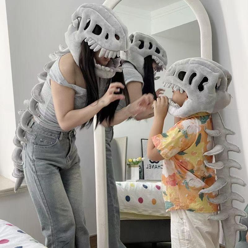 3D Dinosaur Skeleton Plush Toys Funny Novelty Dinosaur Skeleton Cos Props Soft Unique Dinosaur Skeleton Costume Set