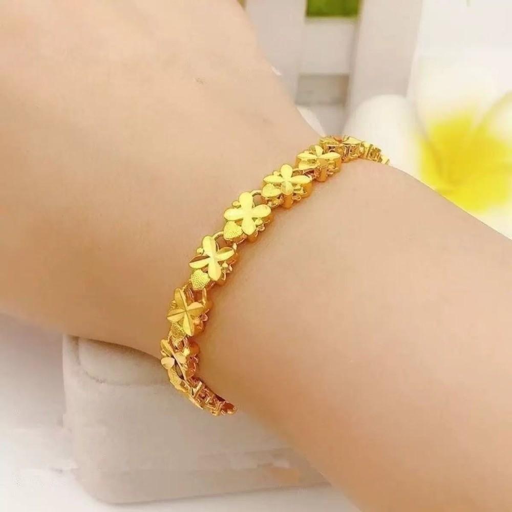 Zinc Zinc Alloy Golden Bracelet Flower Chinese Style Bangles Fashionable Hollow Bracelet  Ladies