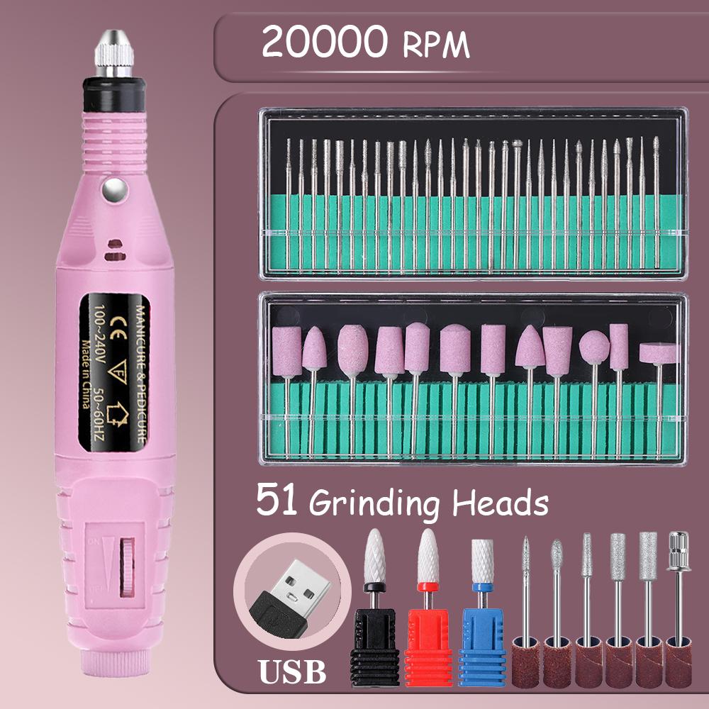 YIKOOLIN Acrylic Nail Drill Kit 20000 RPM Electric Nail File Portable Gel Remover with Drill Bits Nail Care Tools Set