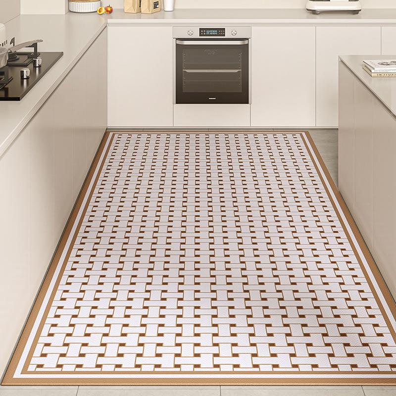 American Retro Waterproof Oil-Proof Kitchen Rug: Easy-Clean High-End Leather Mat for Entrance