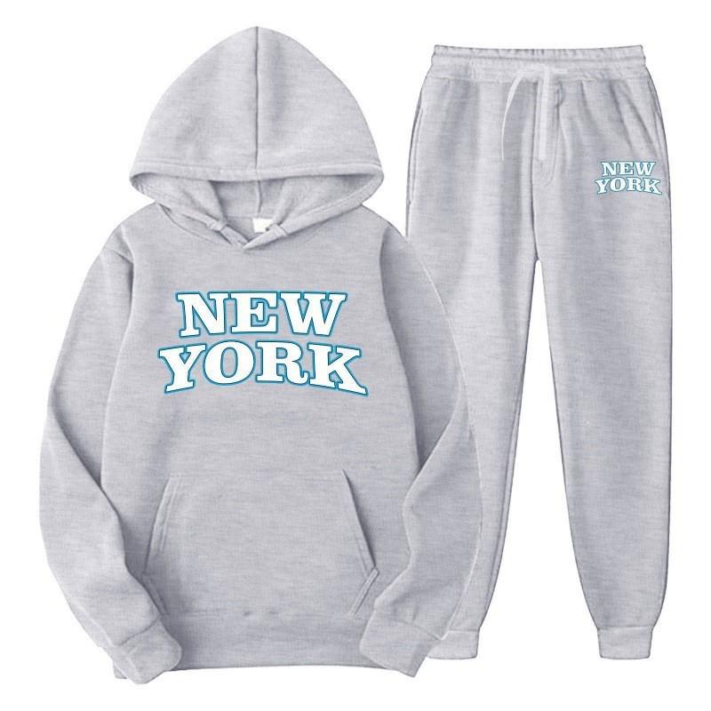 Mens Hooded Tracksuit Set Long Sleeve Sweatshirt Fleece Lined Casual Sportswear