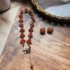 Vintage Natural Stone Antique Classic Southern Red Agate Double-layer Necklace and Bracelet Set