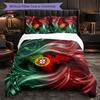 Portugal Football Pattern 3 Pieces Bedding Set Soft Microfiber Duvet Cover with Pillow Cases for Bedroom