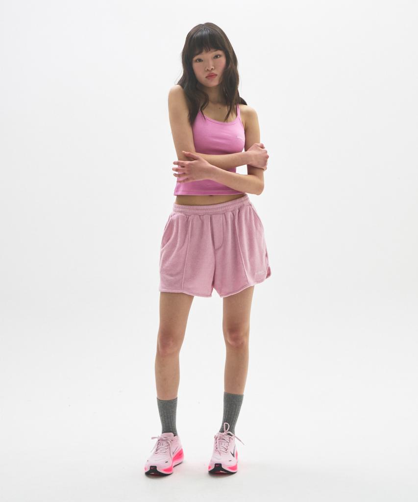 MOONSUN M.C Unisex, Logo Terry Shorts / Pink