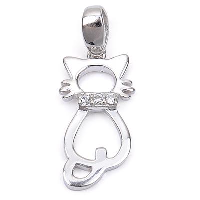 [Q9424] - Silver Pendant 'Chat Beauté' Silver-white (rhodium-plated) - 20x7 Mm