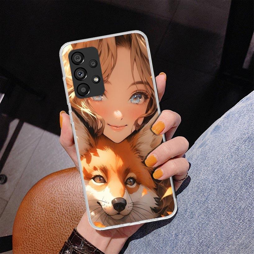 Cute Anime Ins Girls Animal Cat Phone Case For Samsung Galaxy A17 A16 A15 A14 A13 A57 A56 A55 A54 A53 A37 A36 A35 A34 A33 A26 A2