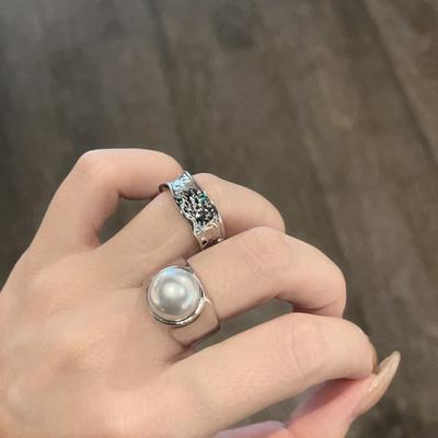 Pearl Ring Wide Open Ring Ring French Ring Women'S Ring Accessories