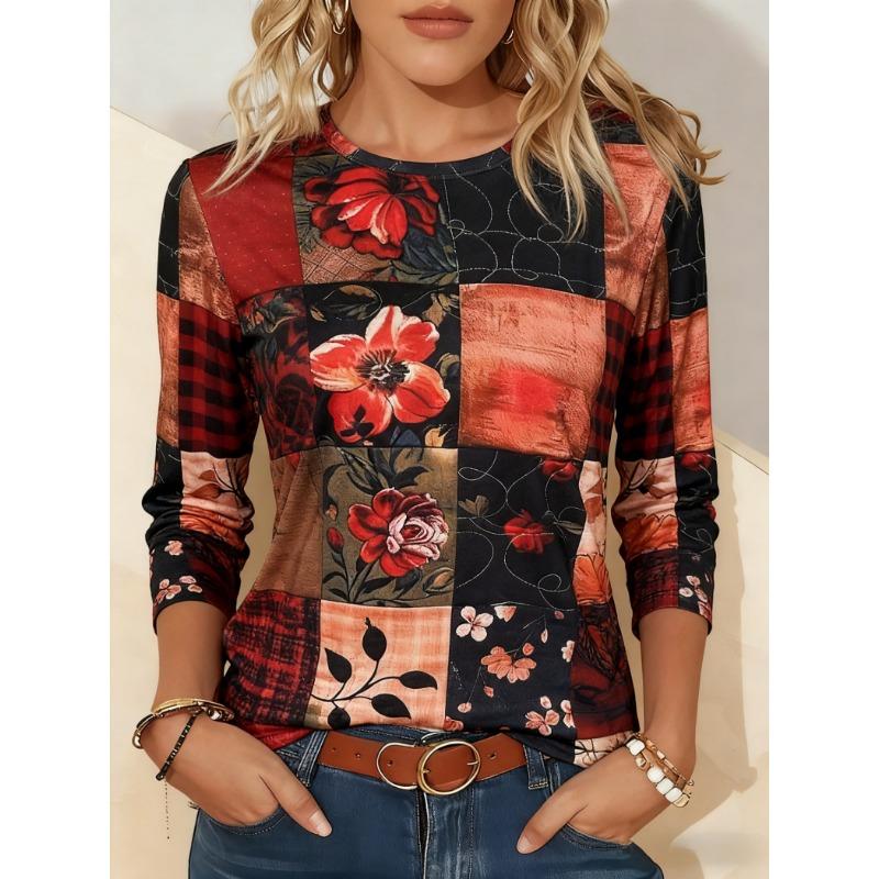Artistic Landscape Painting Pattern, Slim Fit, Casual Round Neck, Long Sleeves, Everyday Creative Oil Painting Design Pattern.