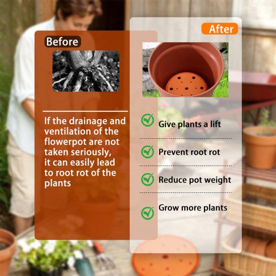 Round Planter Insert Plant Pot Insert Disc with Drainage Holes Flower Pot Filler Insert Less Potting Soil for Large Round Planters Indoor Outdoor Use