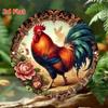 Metal Rooster Wall Art, Vintage 2D Decor for Garden, Garage, Home, Halloween Gift