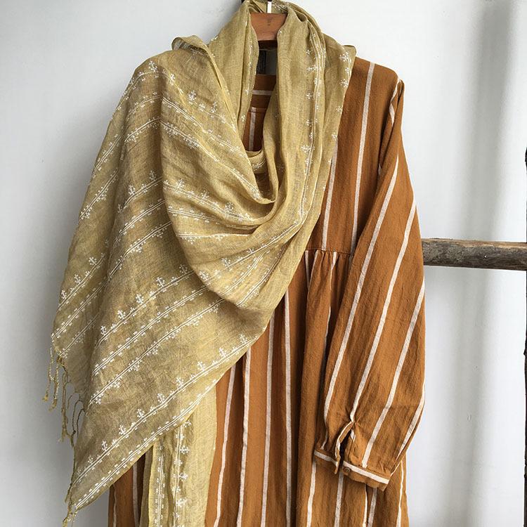 Japan And Korea Pure Linen Printed Scarf, Thin Linen Cotton Silk Scarf