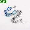 High Quality Punk Personality Trend Bangles Neutral Stainless Steel Splicing Bule Enamel Craft Chain Bracelets For Men And Women