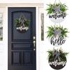 30cm 11.81in Door Wreath Artificial Plant Hanging Decoration Wooden Welcome Sign  Home Decor