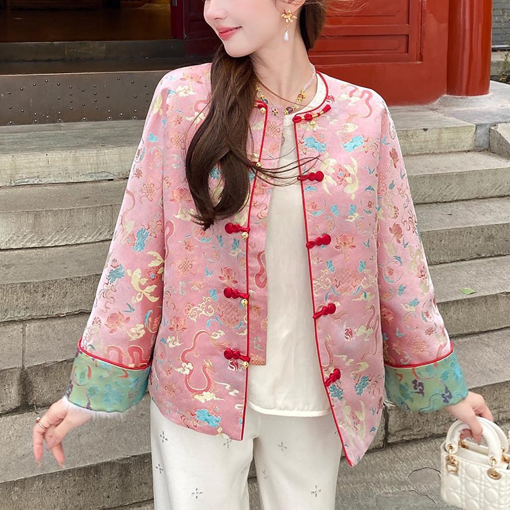Li Dexi, carp leaping over the dragon gate, new Chinese women's clothing, autumn and winter new Song Jin Heavy Industry embroidered jacket, national