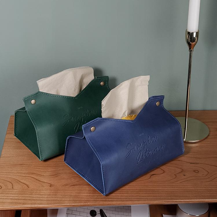 Simple leather tissue box Car pumping box Home bedroom Living room Creative tissue bag