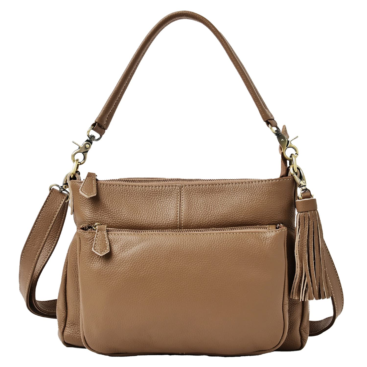 

Notre Favori Genuine Leather Shoulder Bag, Women s Crossbody Handbag, Ariel Plus Milk Tea Design (Gold Hardware)