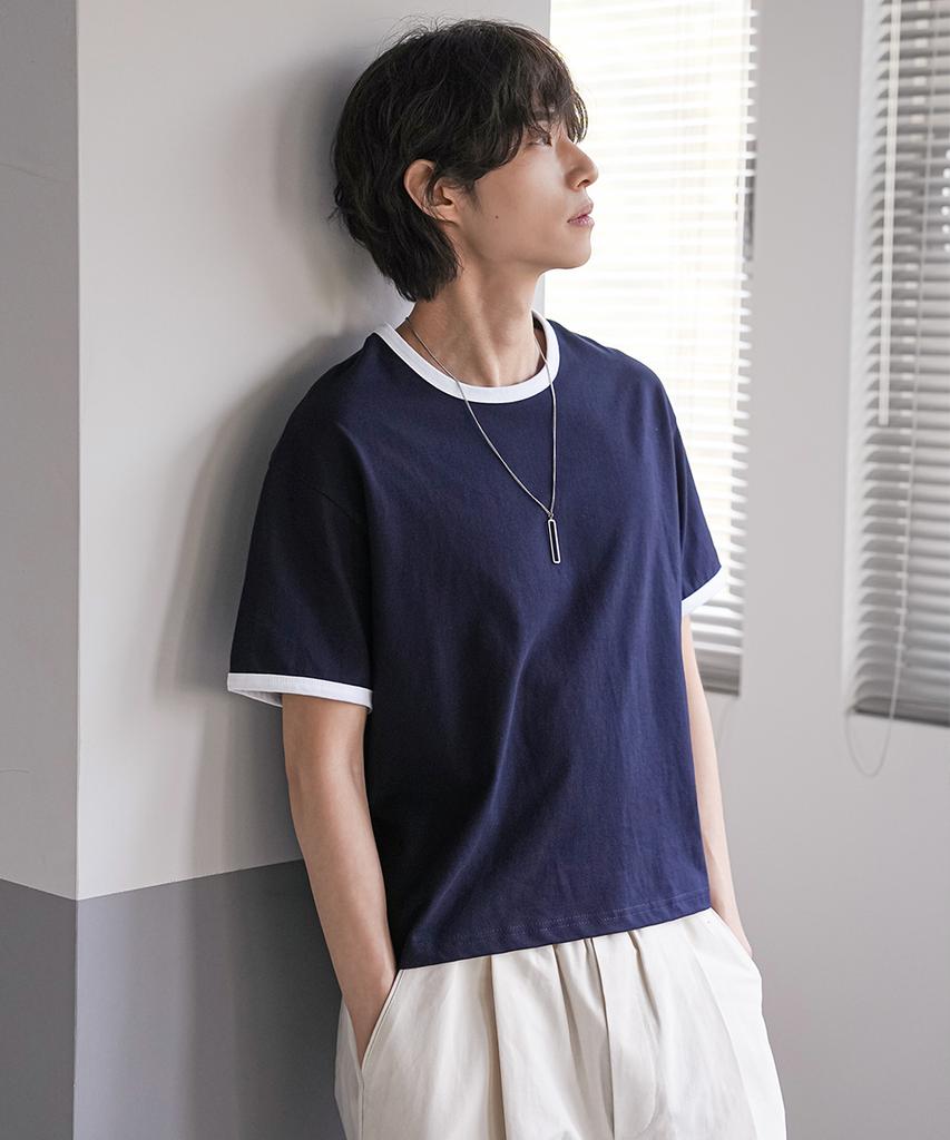 Jikeulib Essential Round Neck Semi-Crop Ringer Short Sleeve T-Shirt 2 Colors