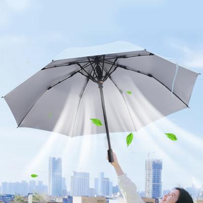 Ventilátor Deštník USB Nabíjecí UV Dlouhá rukojeť Odolný proti větru a vodě Deštník Ochrana před sluncem Golfový deštník Rybářský slunečník