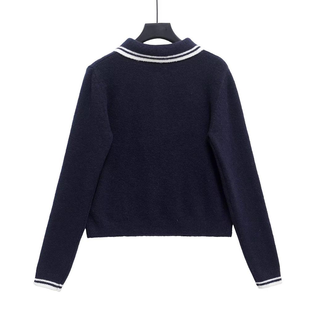 2024 Autumn/Winter Women's Fashion: European & American Style Polo Collar Knitted Sweater