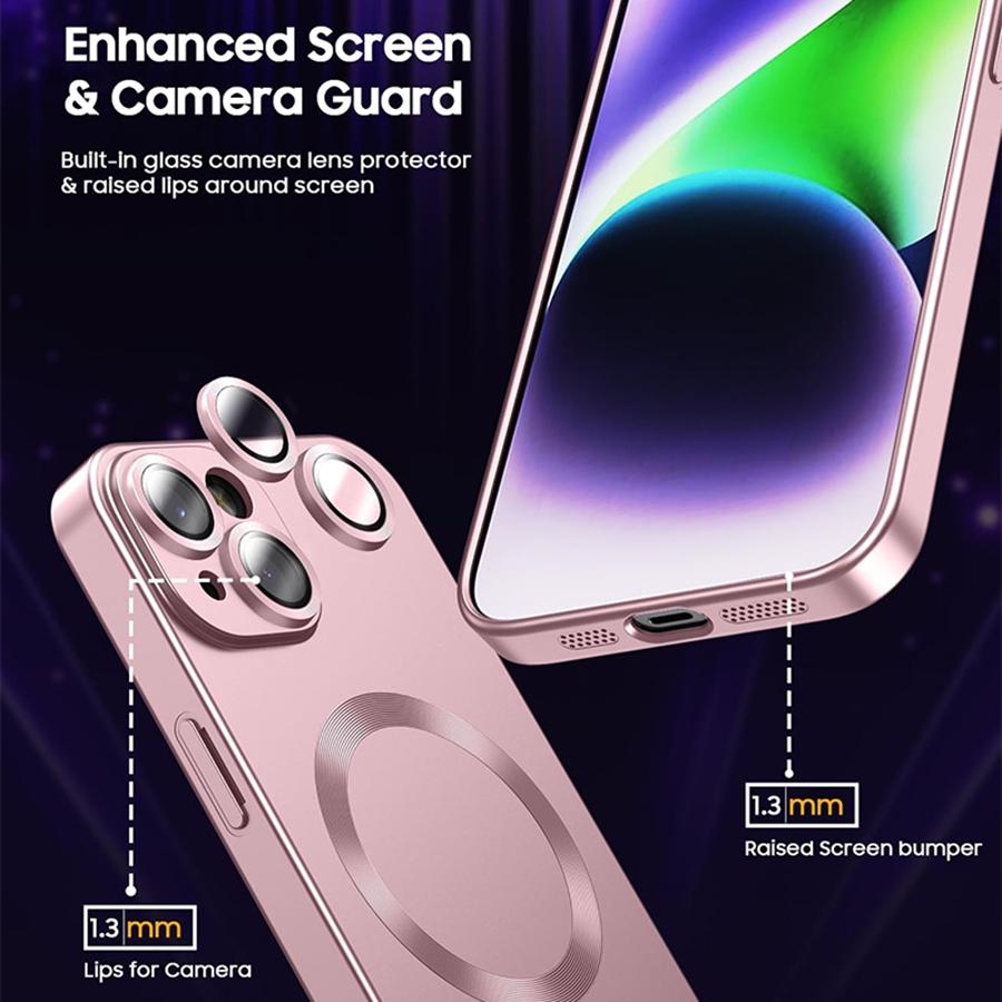 Magnetische Hülle für iPhone 16 15 14 13 12 11 Handyhülle Matt Luxuriös Weich Metallischer Glanz Design mit Kameraobjektivschutz Kompatibel mit Magsafe Hülle