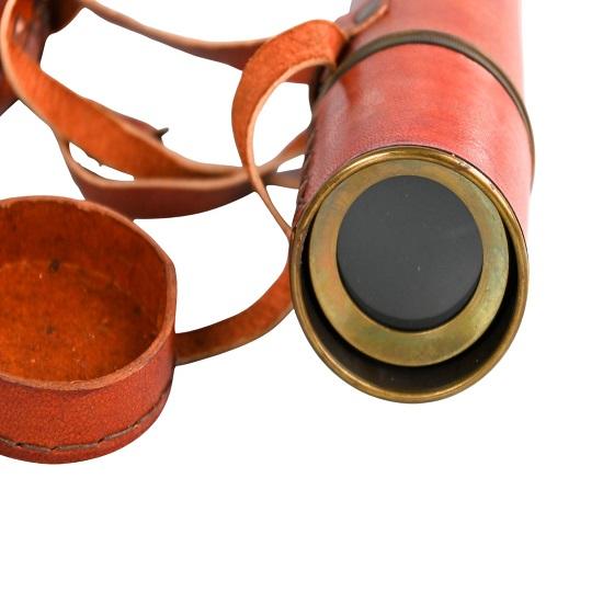 Handmade Brass Spyglass Telescope with Leather Case Nautical Decor, Pirate Style