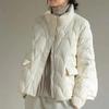 Herbst Winter Frauen Weiße Ente Unten Mantel Casual Stehkragen Zipper Taschen Parkas Jacke Lose Licht Unten Outwear