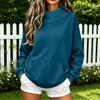 Women's Trendy Casual Color Neck Long Sleeve Loose Fit Pullover Sweatshirt