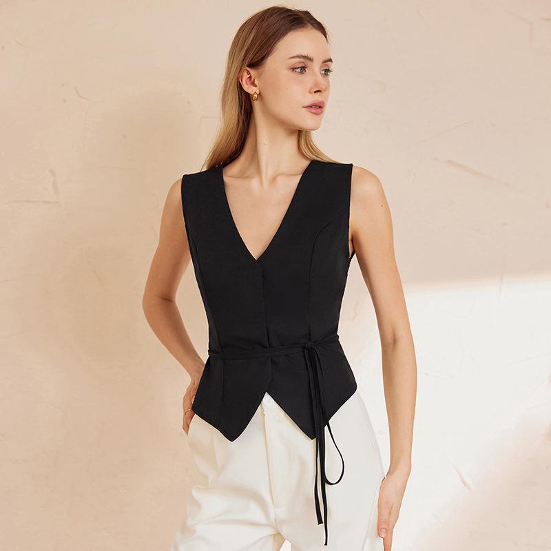 Gilet d'été décontracté pour femmes européennes et américaines - Nouveau style, élégance Old Money, 250272