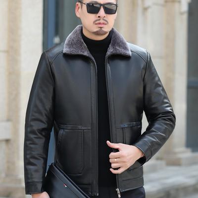 Lederjacke Herren Echtes Leder Fell Integrierte Herren Winter Neue Lässige Verdickte Schaffelljacke Jacke für Herren